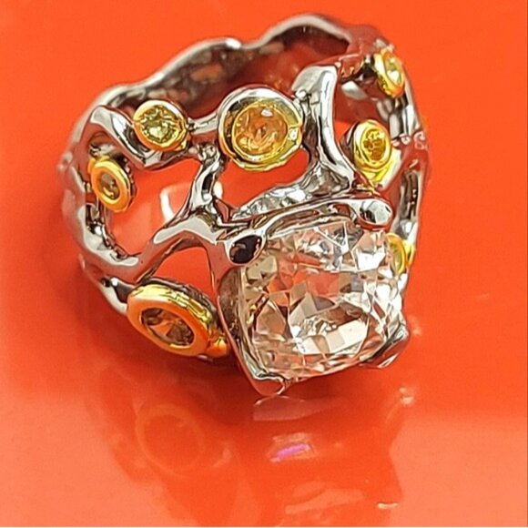 Handcrafted Unheated Kunzite 5.91ct & Sapphire 925 Sterling Silver Ring  Sz 6.75 - Picture 9 of 14